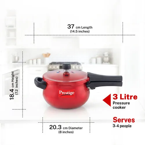 Prestige Deluxe Plus Aluminium Outer Lid Mini Pressure Handi, 3 Litre, Red - Alternate View